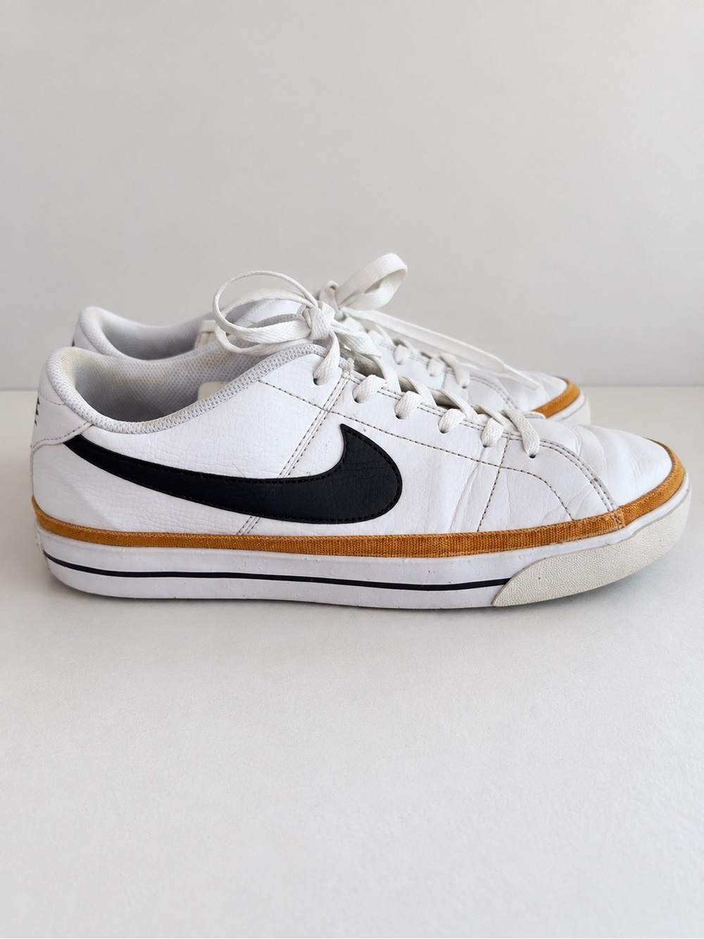 Nike Court Legacy Sneakers White Black Desert Ochre Size 10 Women’s